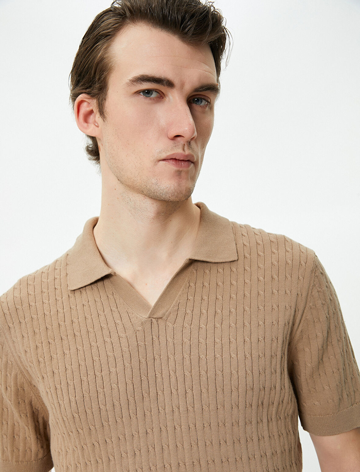 Polo Yaka Tişört Kısa Kollu Dokulu