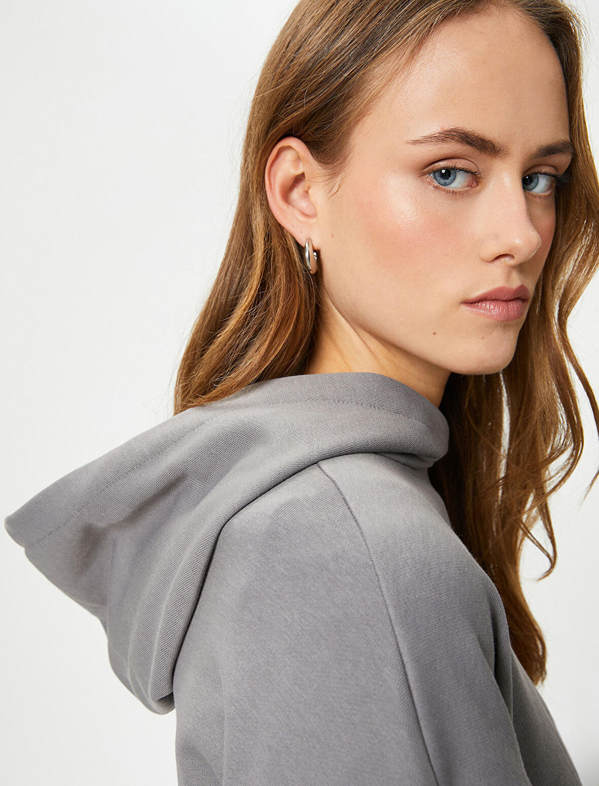 Basic Kapşonlu Sweatshirt Pamuk Karışımlı