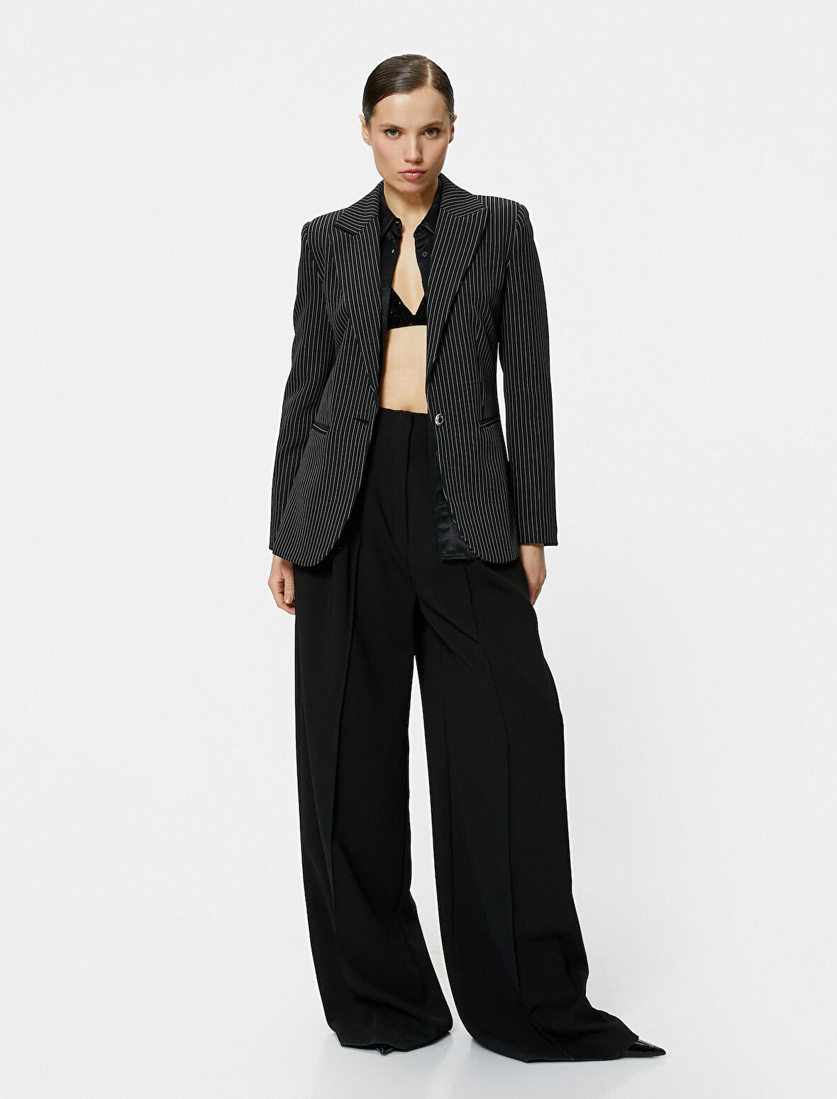 Slim Fit Blazer Ceket Tek Düğmeli Cep Detaylı