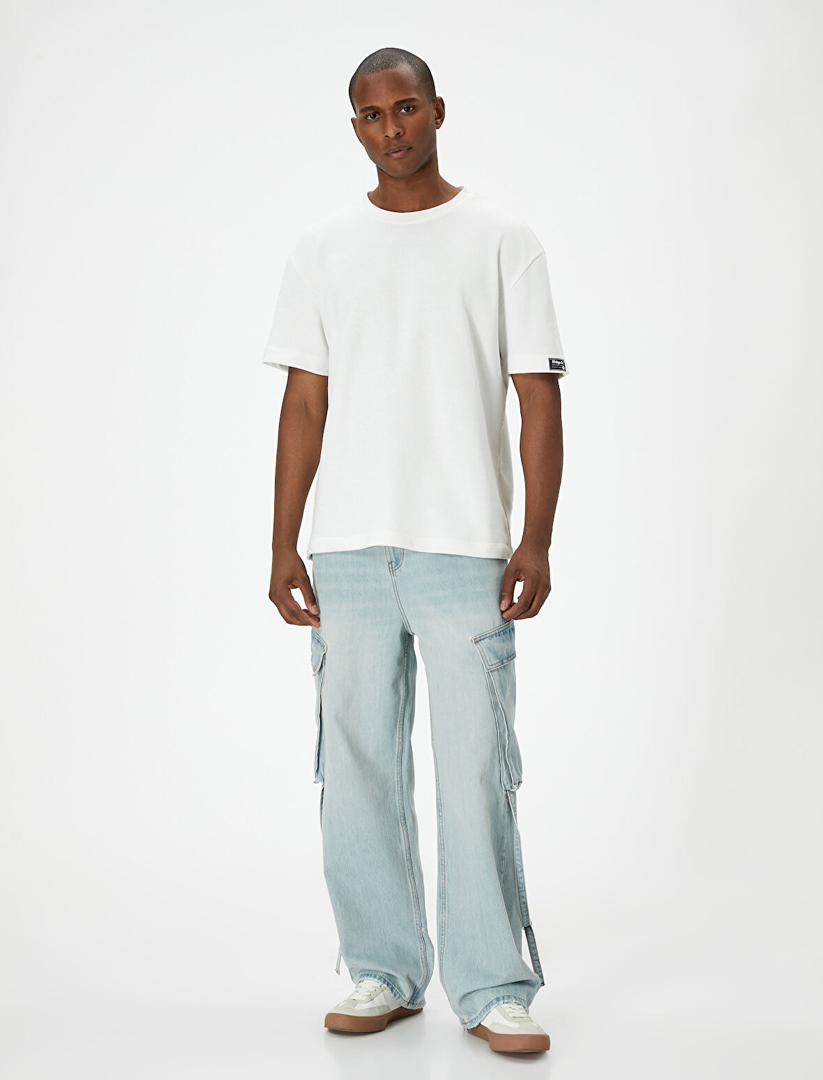 Bol Kot Pantolon Kargo Cepli Düğmeli Geniş Paça