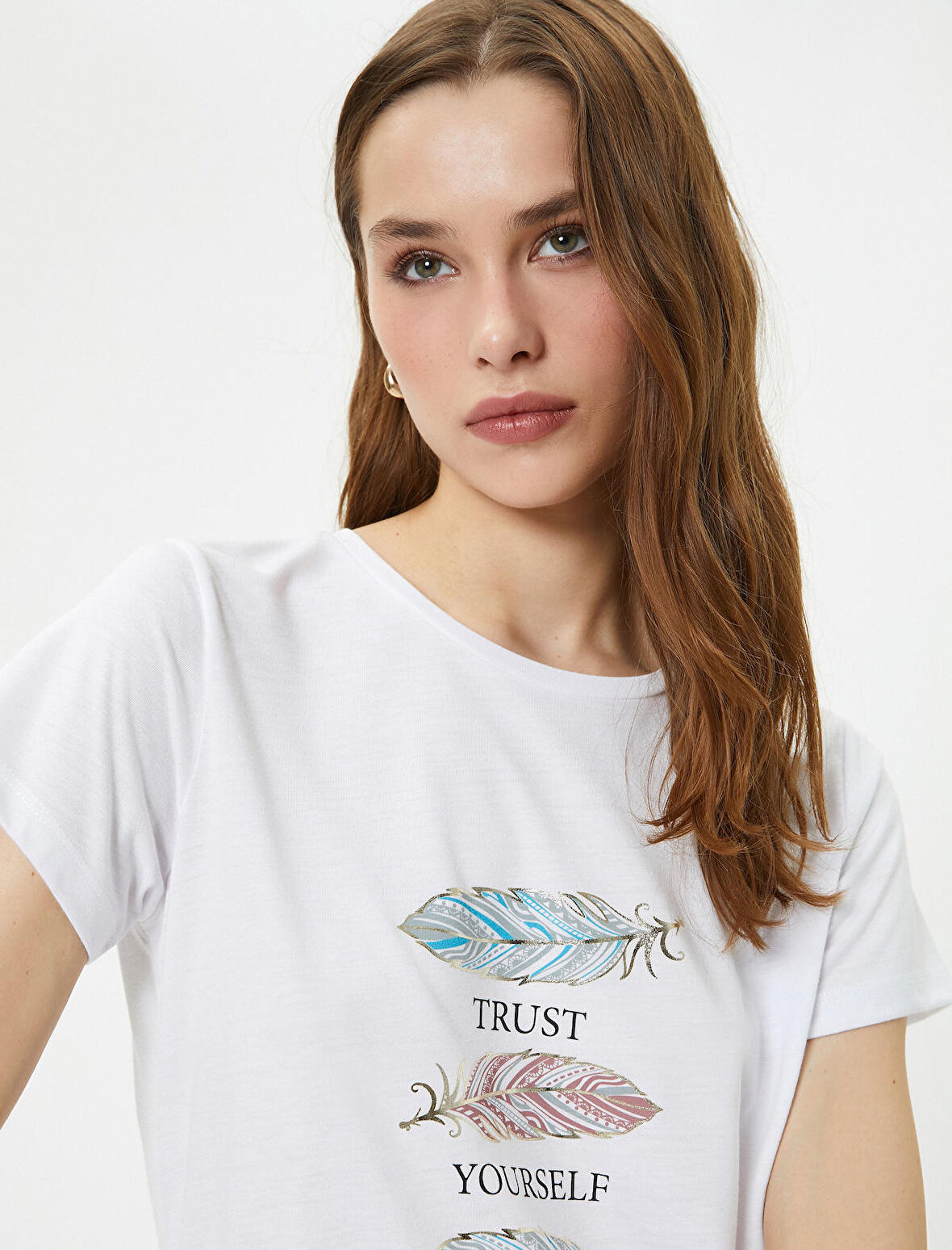 Baskılı Tişört Bisiklet Yaka Kısa Kollu