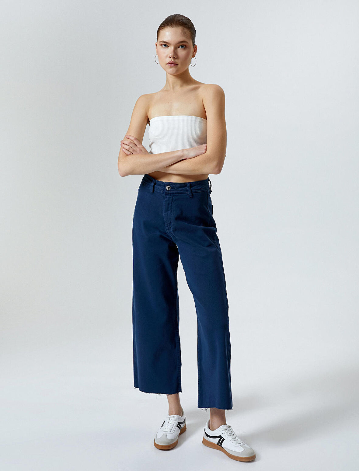 Geniş Kısa Paça Kot Pantolon Yüksek Bel - Sandra Jeans