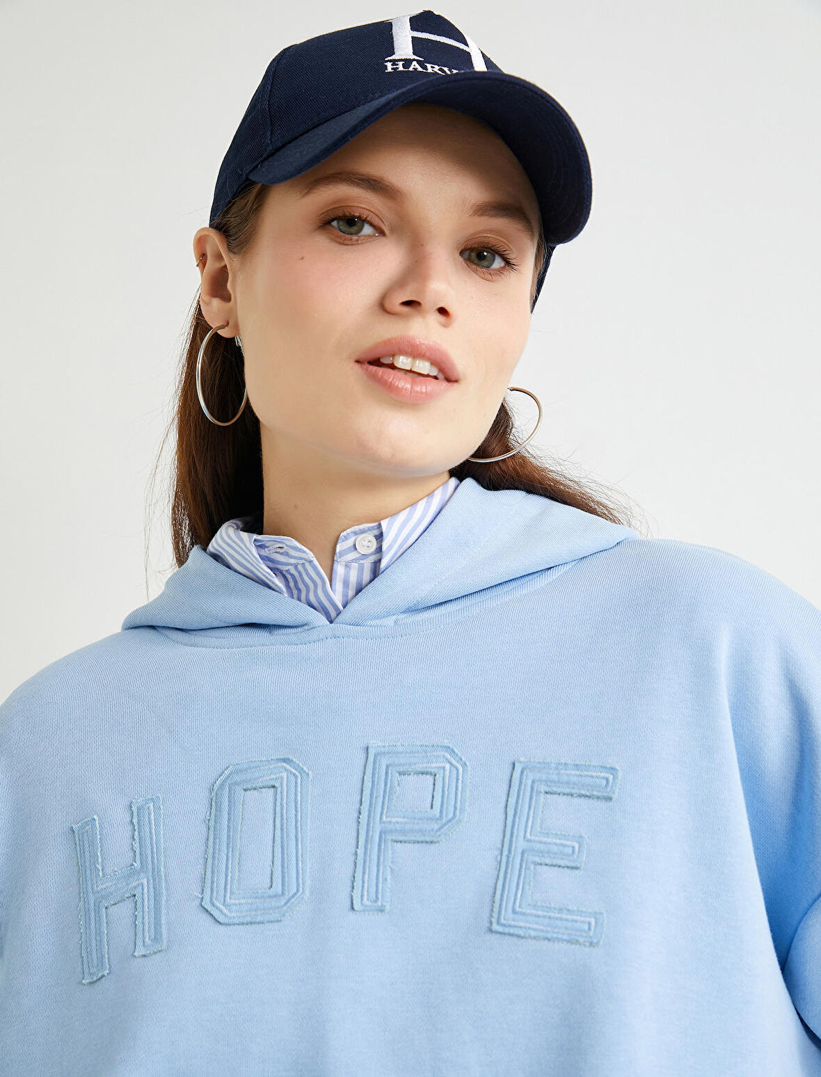 Oversize Sweatshirt Kapüşonlu Sloganlı