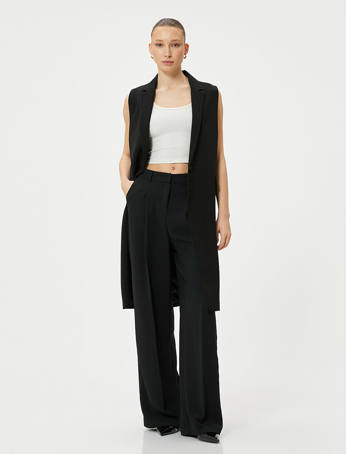 Uzun Yelek Kapaklı Cepli