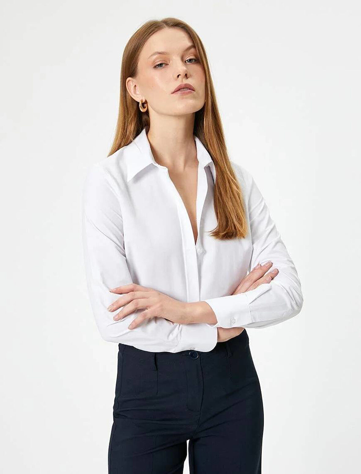 5WAK60021UW Koton Kadın Gömlek KIRIK BEYAZ