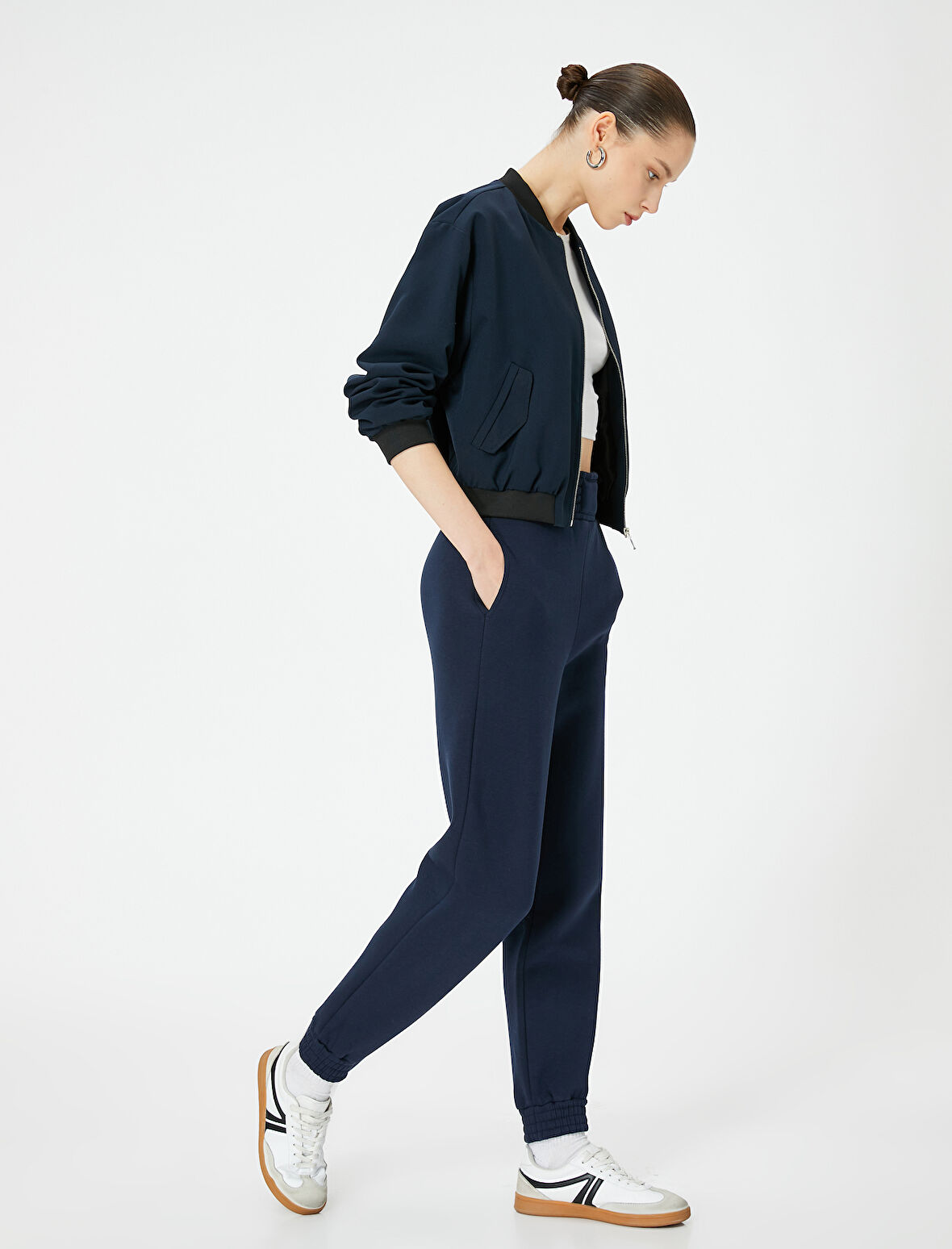 Jogger Eşofman Altı Yüksek Bel Cepli Rahat Kalıp