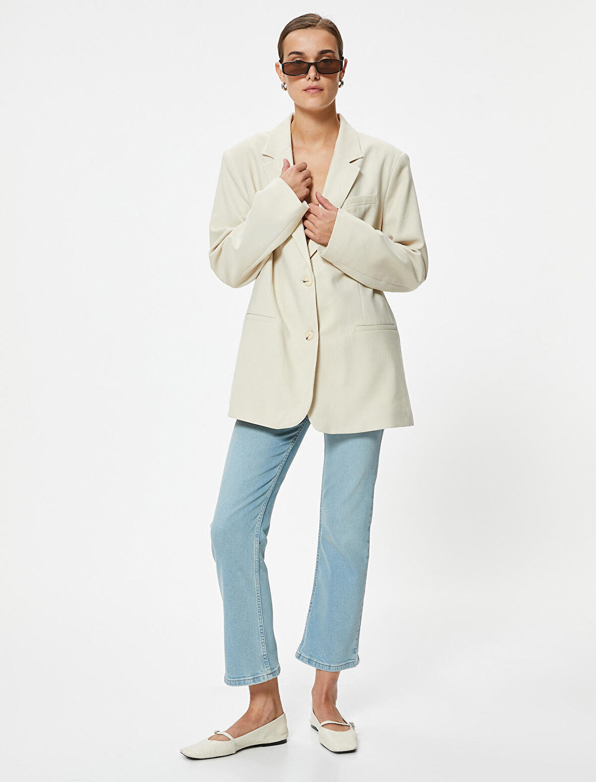 İspanyol Paça Kot Pantolon Crop Slim Fit Standart Bel