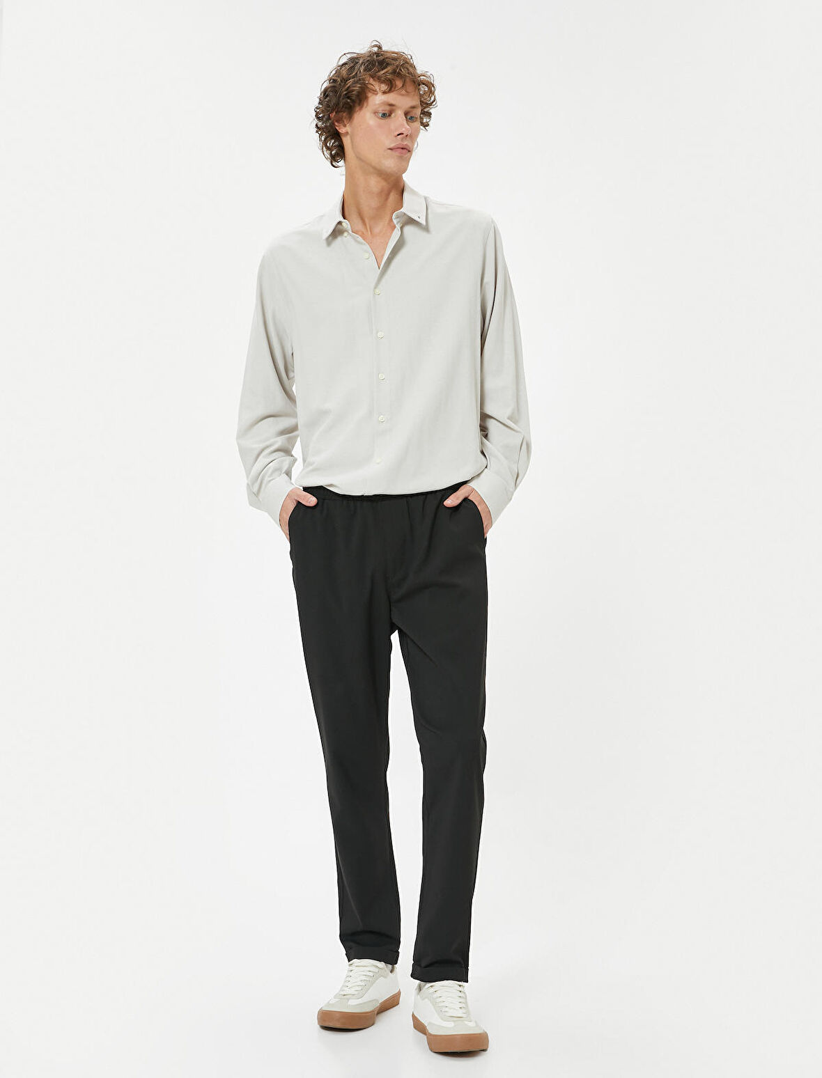Chino Pantolon Slim Fit Beli Bağcıklı Katlamalı Paça Cep Detaylı