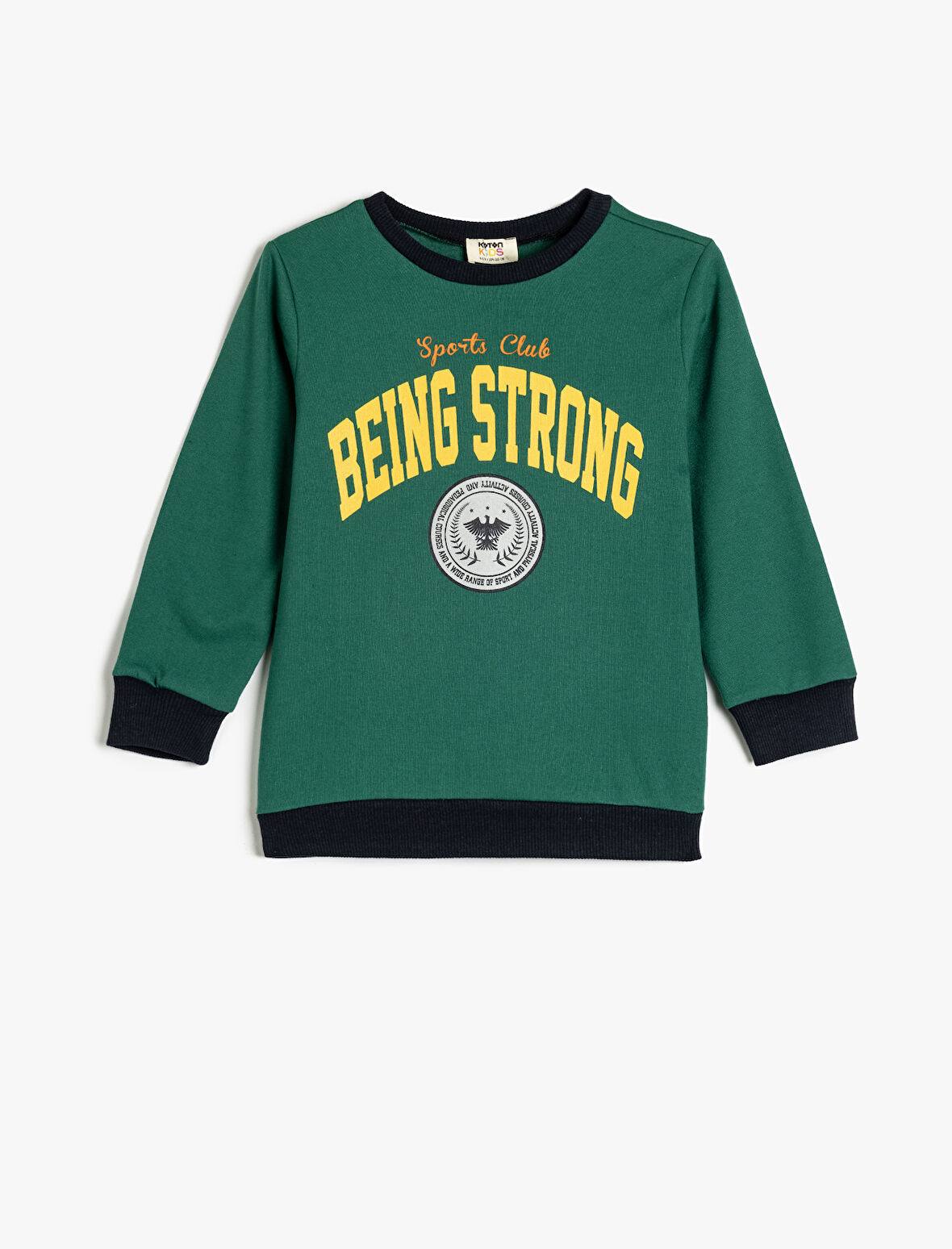 Uzun Kollu Baskılı Bisiklet Yaka Sweatshirt