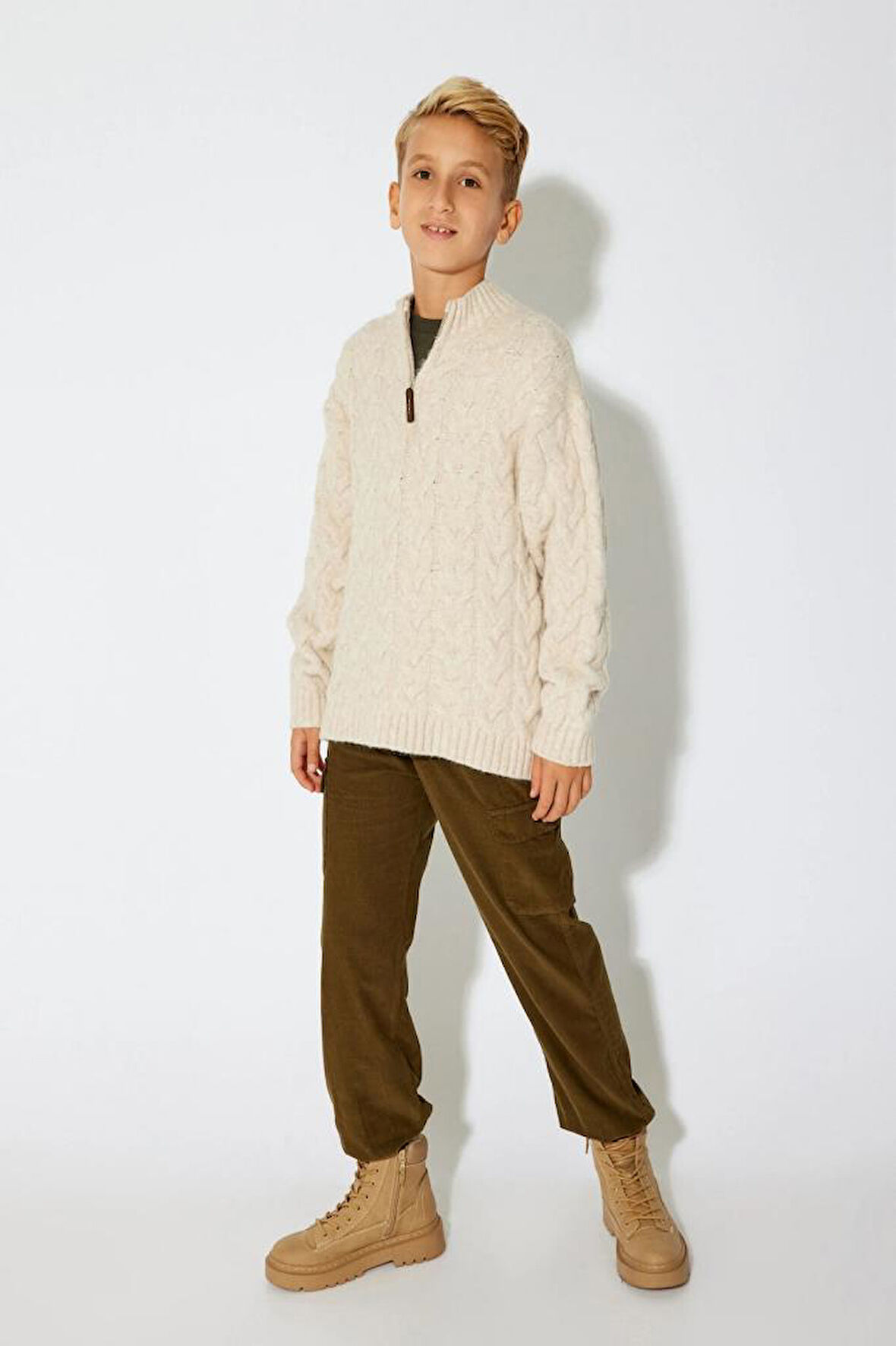 Koton Erkek Çocuk Kadife Pantolon Kargo Cep Detaylı Beli Bağlamalı Pamuklu