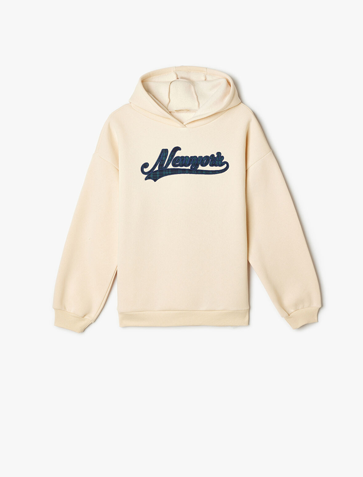 Kapşonlu Sweatshirt Şehir Temalı Baskı Detaylı Uzun Kollu Şardonlu