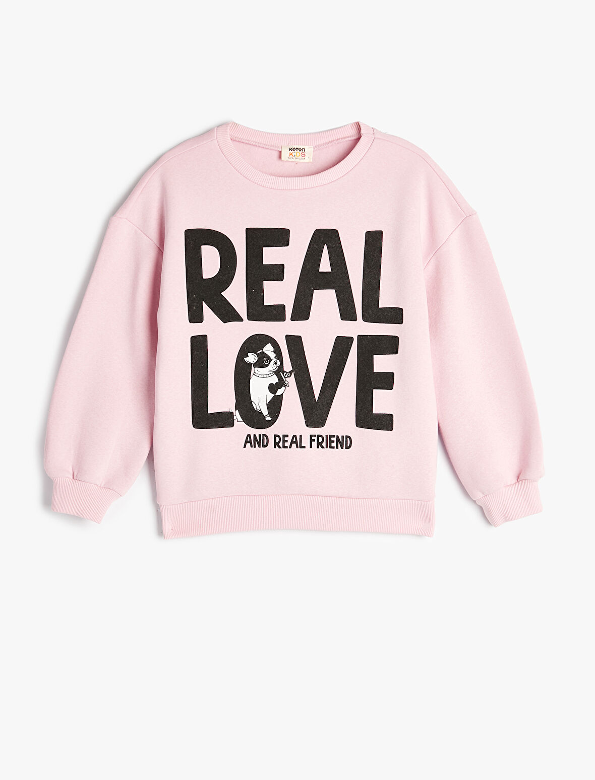 Sweatshirt Slogan Baskılı Uzun Kollu Şardonlu 
