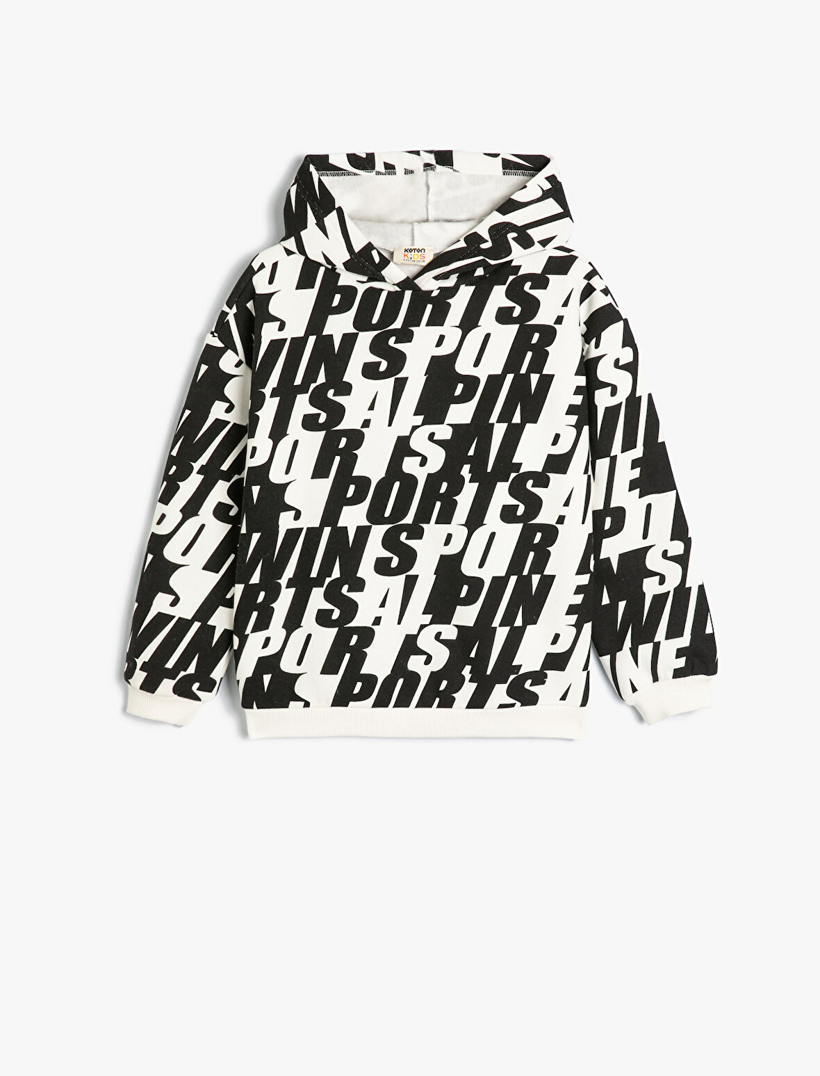 Kapşonlu Sweatshirt Uzun Kollu Desenli