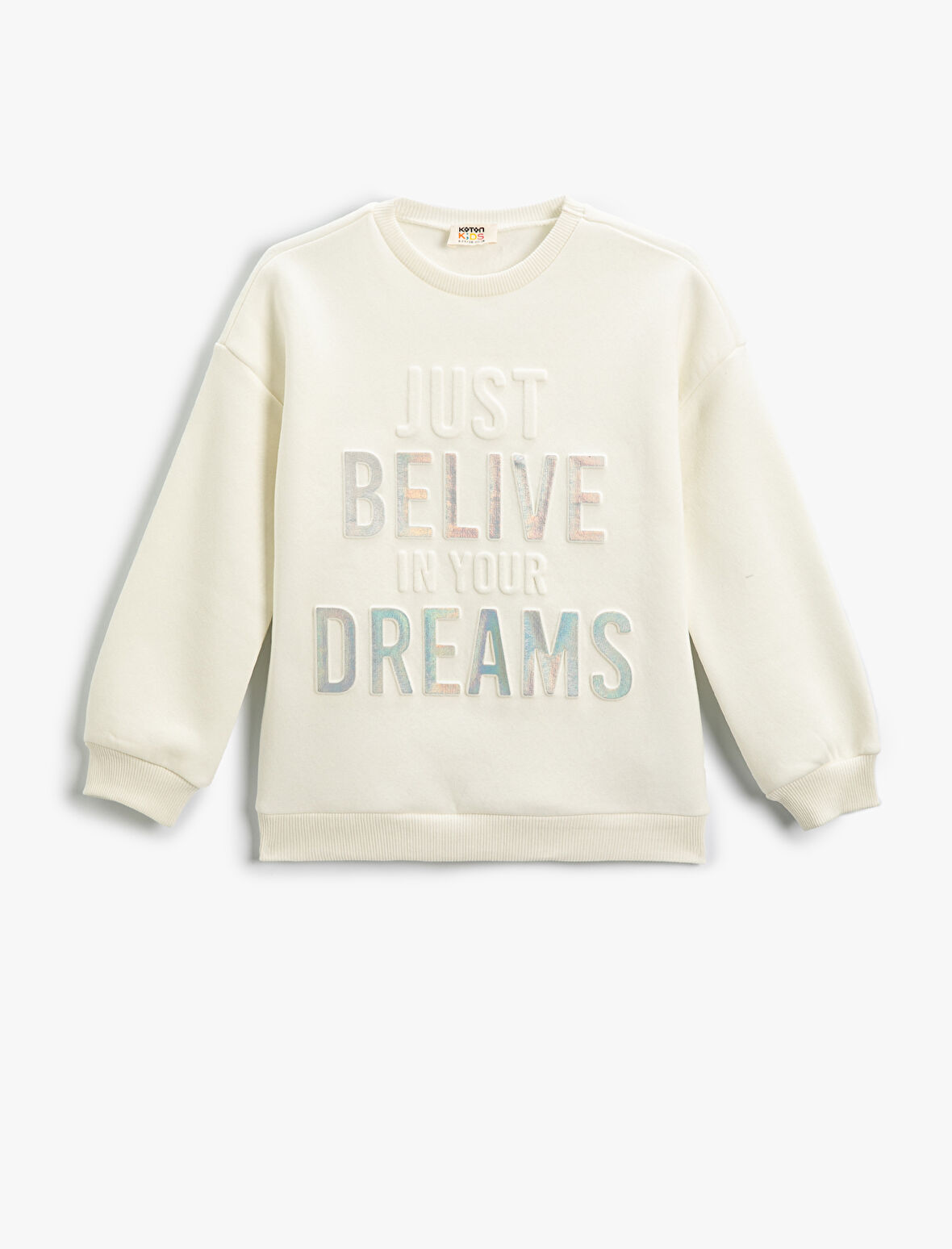 Sweatshirt Uzun Kollu Bisiklet Yaka Parlak Baskılı Slogan Temalı