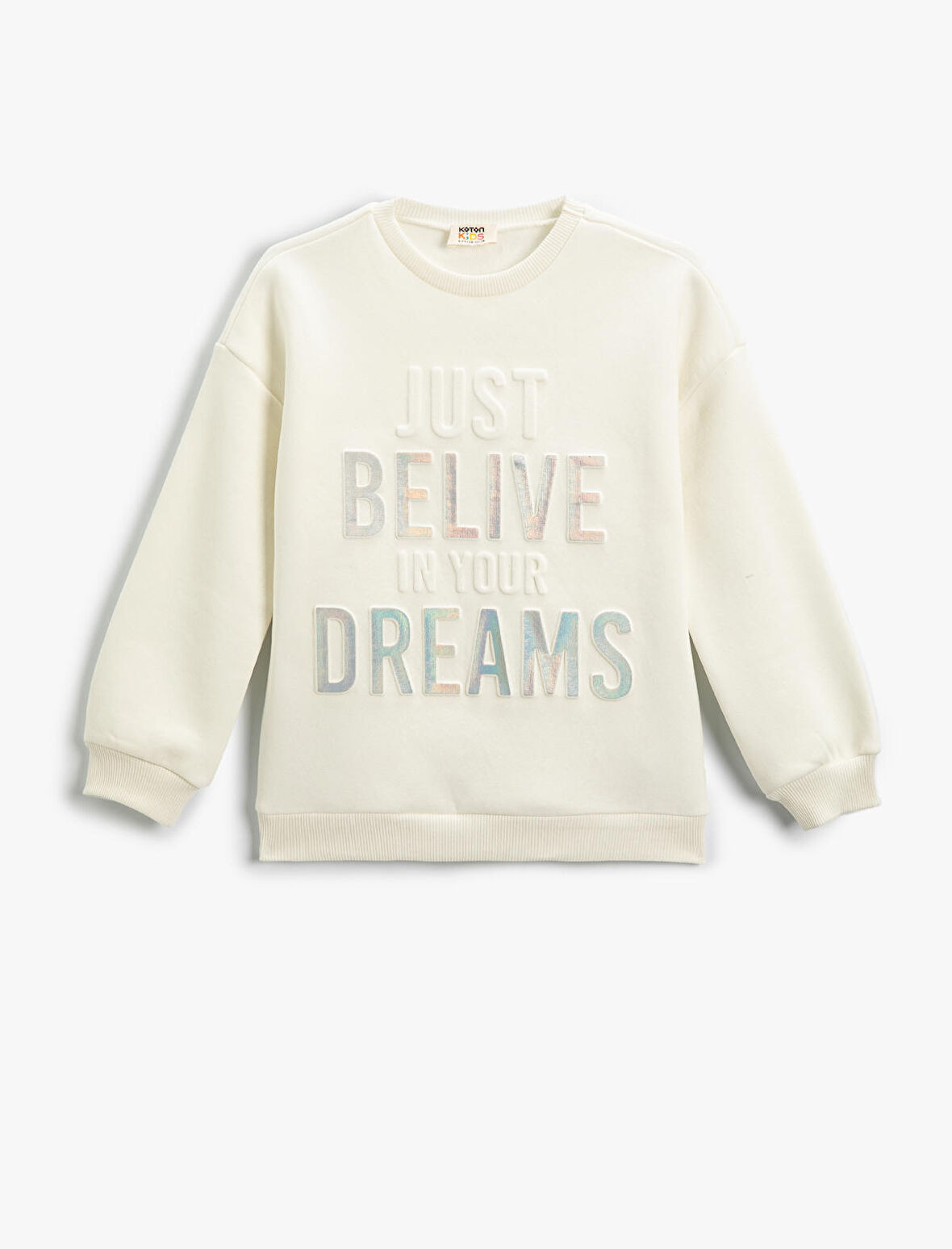 Sweatshirt Uzun Kollu Bisiklet Yaka Parlak Baskılı Slogan Temalı