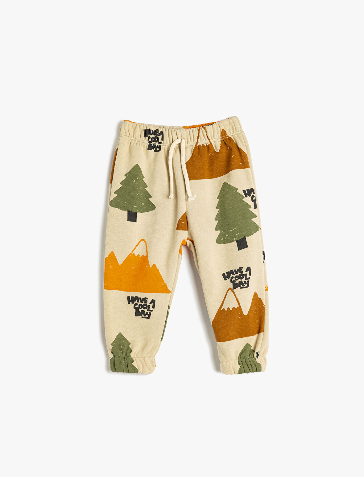 Jogger Eşofman Altı Doğa Baskılı Beli Bağlamalı 