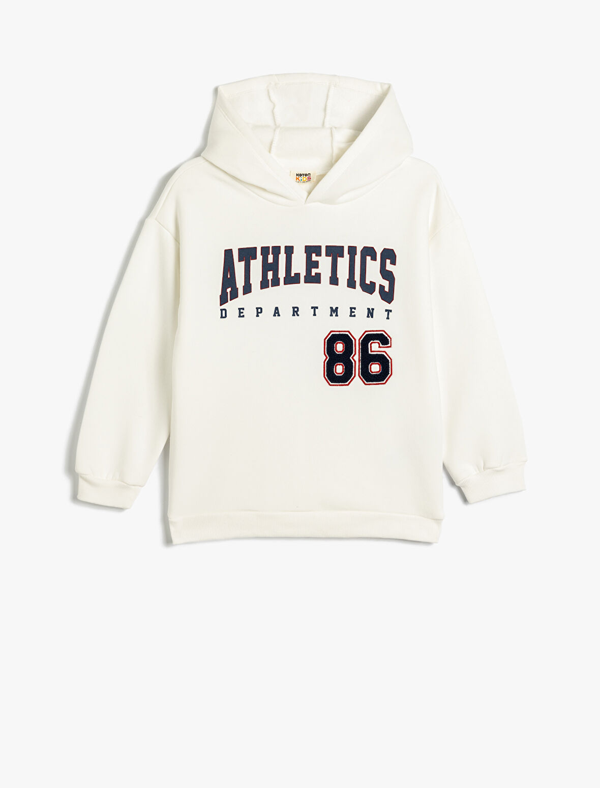 Kapşonlu Sweatshirt Kolej Baskılı Oversize Pamuk Karışımlı