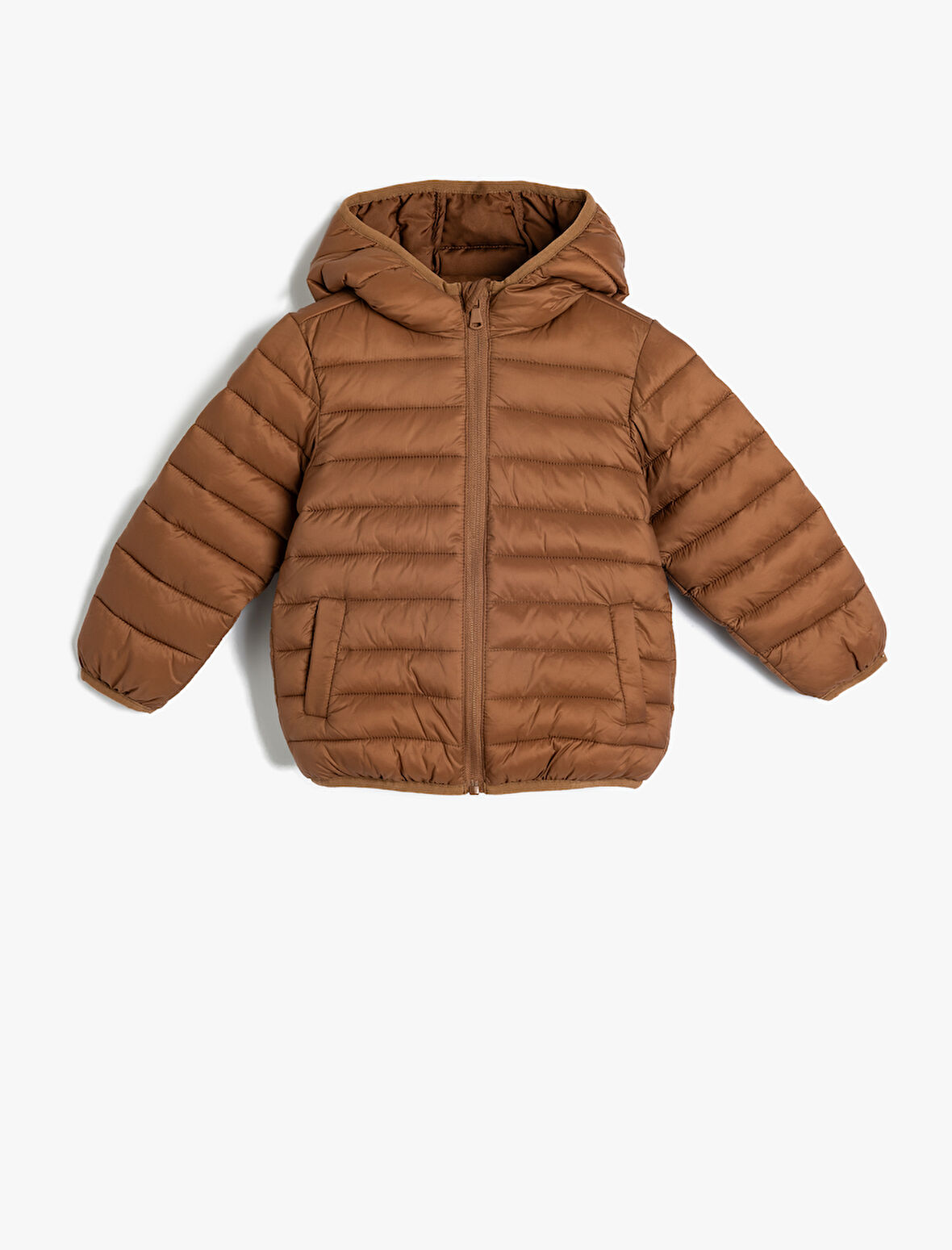 Şişme Mont Kapşonlu Cepli Fermuarlı