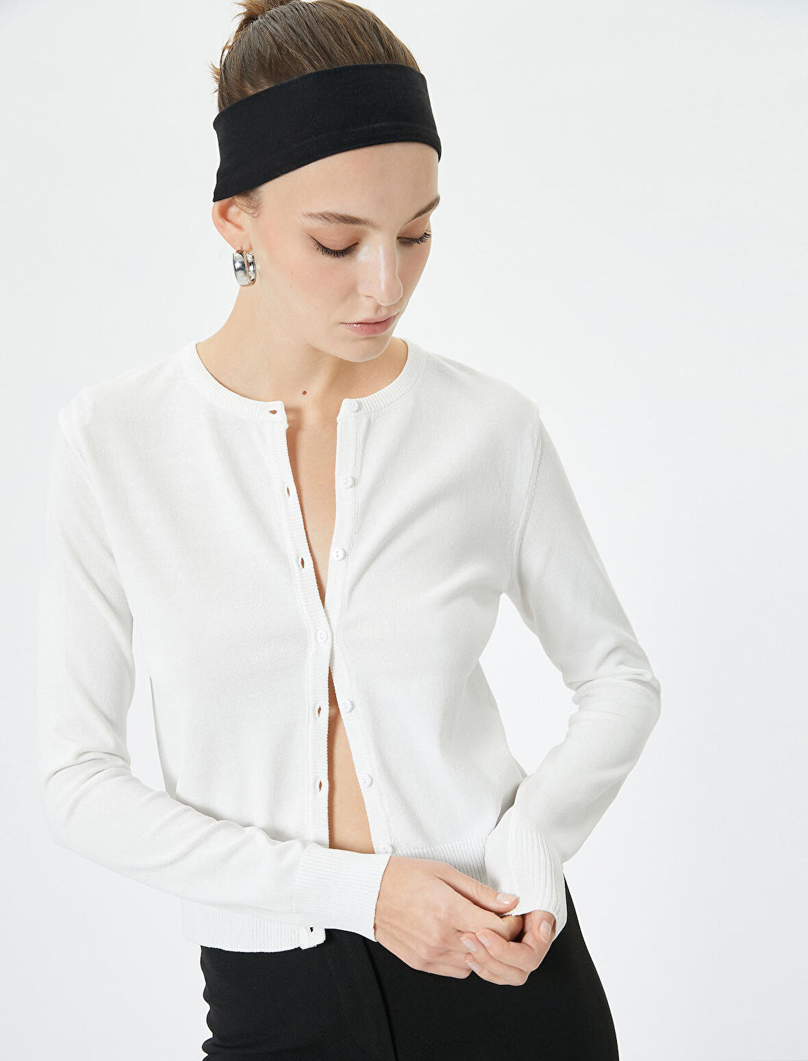 Triko Hırka Düğmeli Bisiklet Yaka Viskon Karışımlı