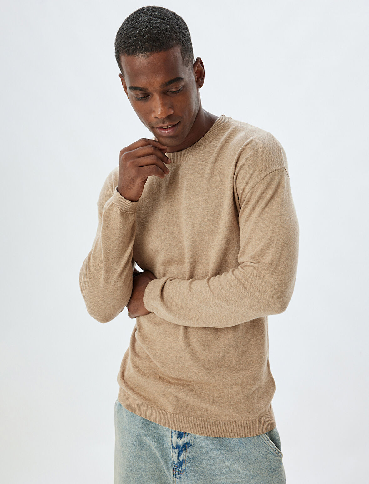 Triko Kazak Bisiklet Yaka Basic Viskon Yün Karışımlı