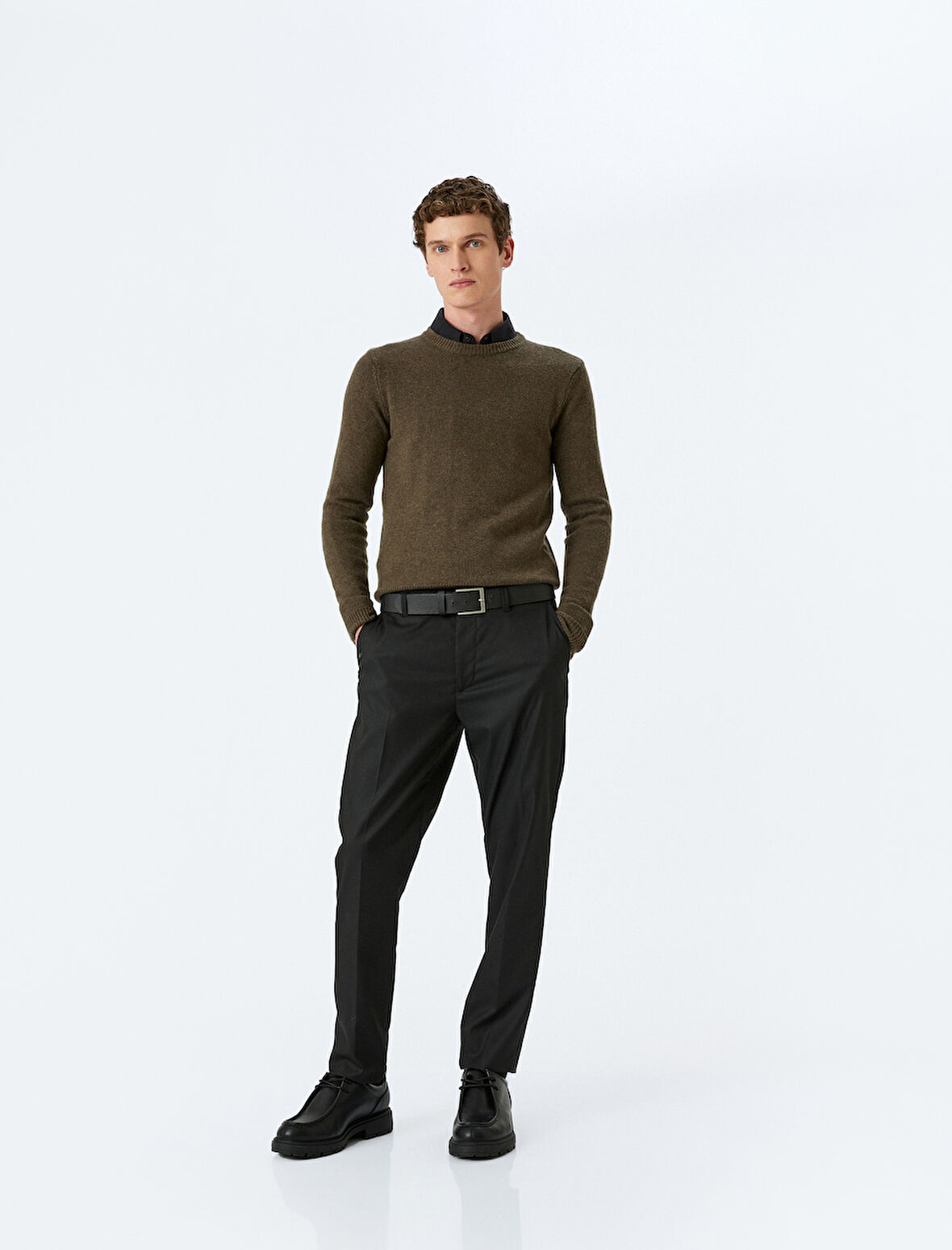 Triko Kazak Basic Bisiklet Yaka Viskon Yün Karışımlı