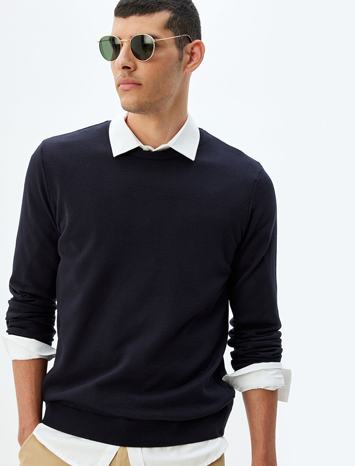 Triko Kazak Basic Bisiklet Yaka Uzun Kollu 