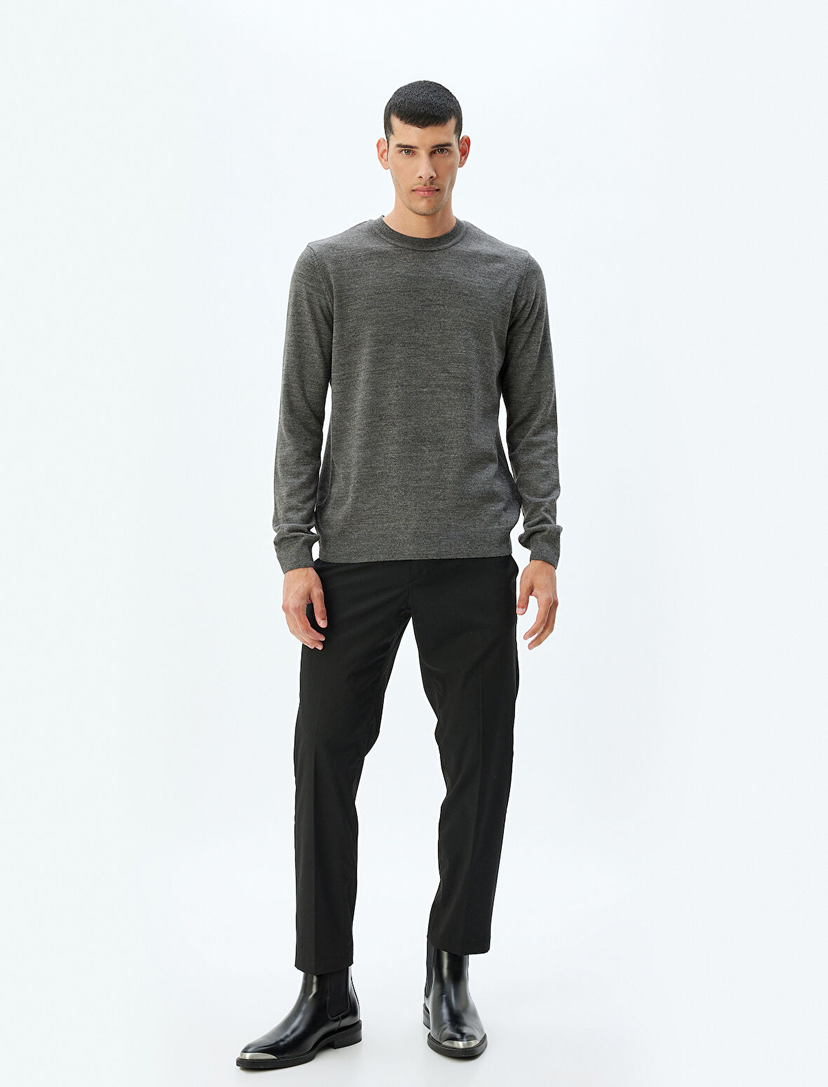 Triko Kazak Basic Bisiklet Yaka Uzun Kollu 