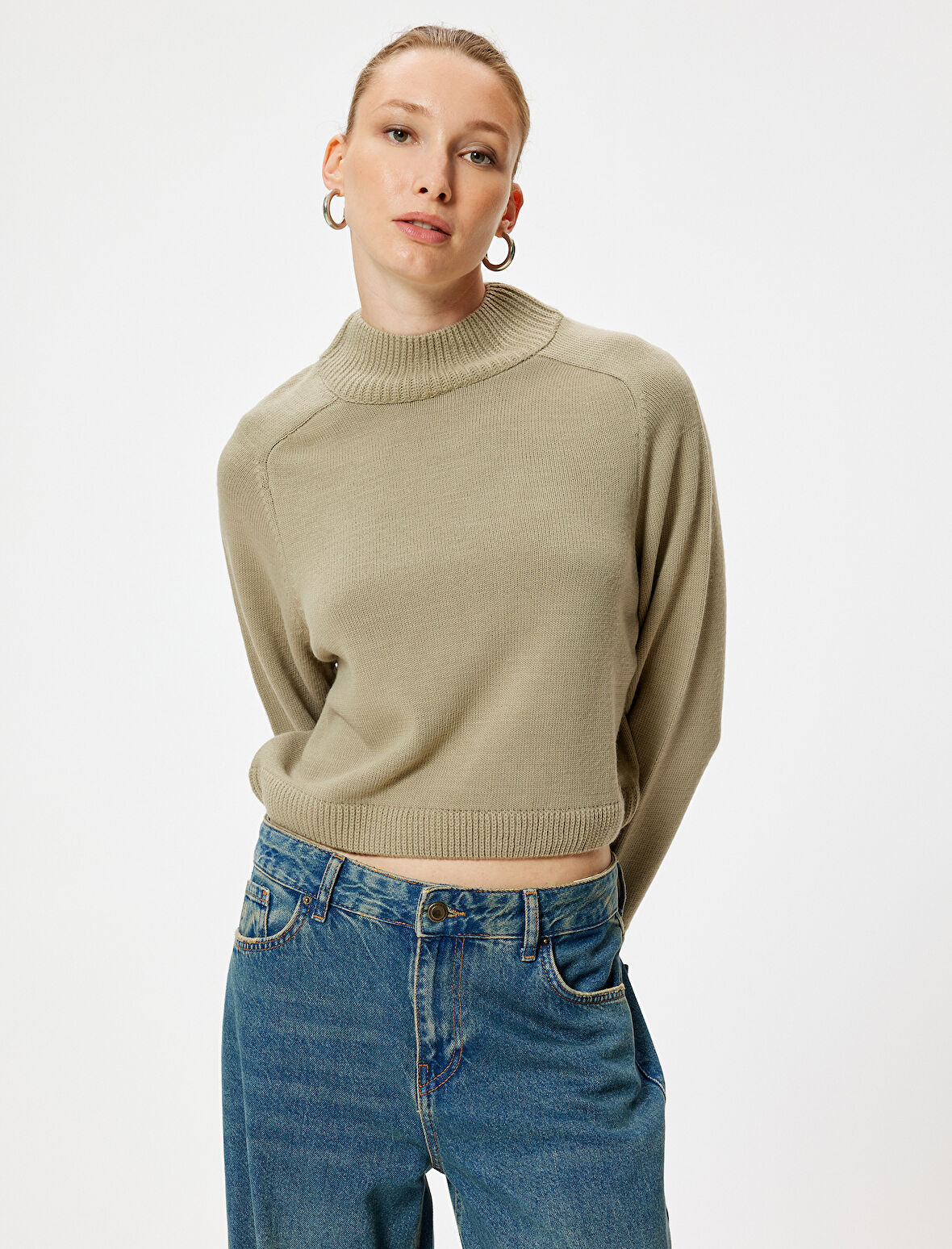 Basic Dik Yaka Triko Kazak Uzun Kollu