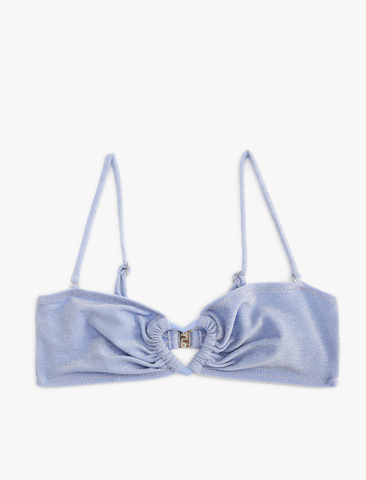 Parlak Straplez Bikini Üstü Çıkarılabilir Askılı Kalp Detaylı