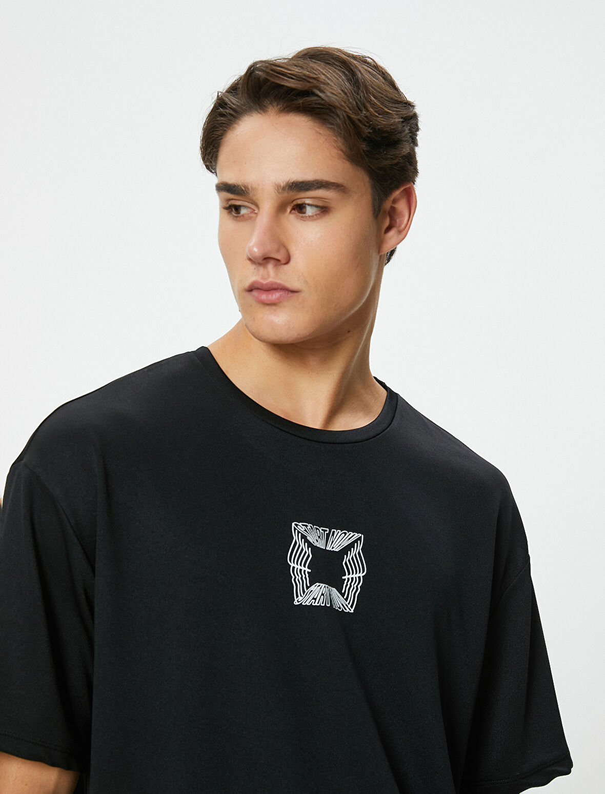 Spor Tişört Slogan Baskılı Bisiklet Yaka Kısa Kollu