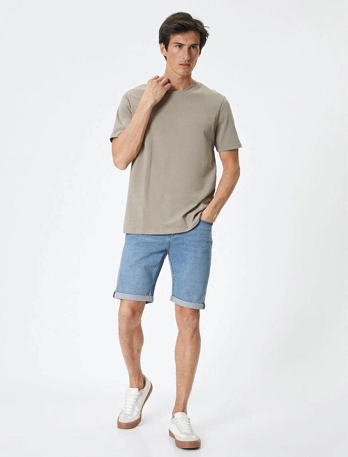 4SAM40312ND Koton Erkek Kot&Kanvas Şort AÇIK İNDİGO