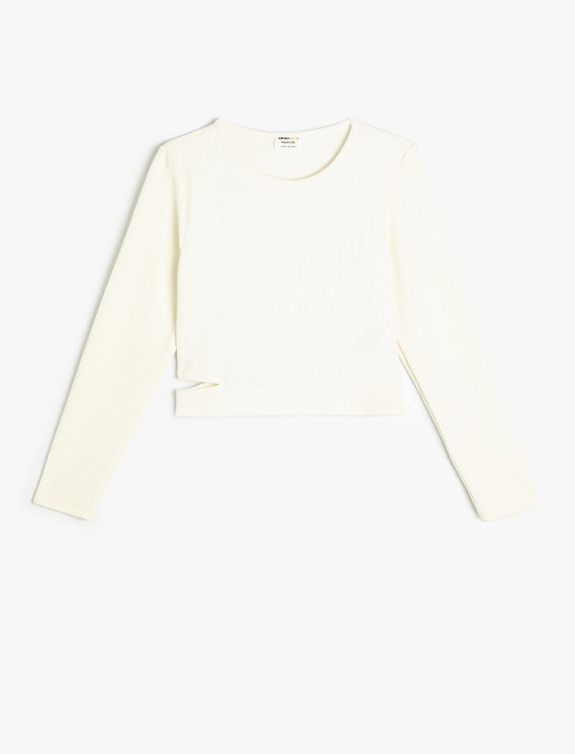 Basic Tişört Uzun Kollu Pencere Detaylı Bisiklet Yaka Kaşkorse