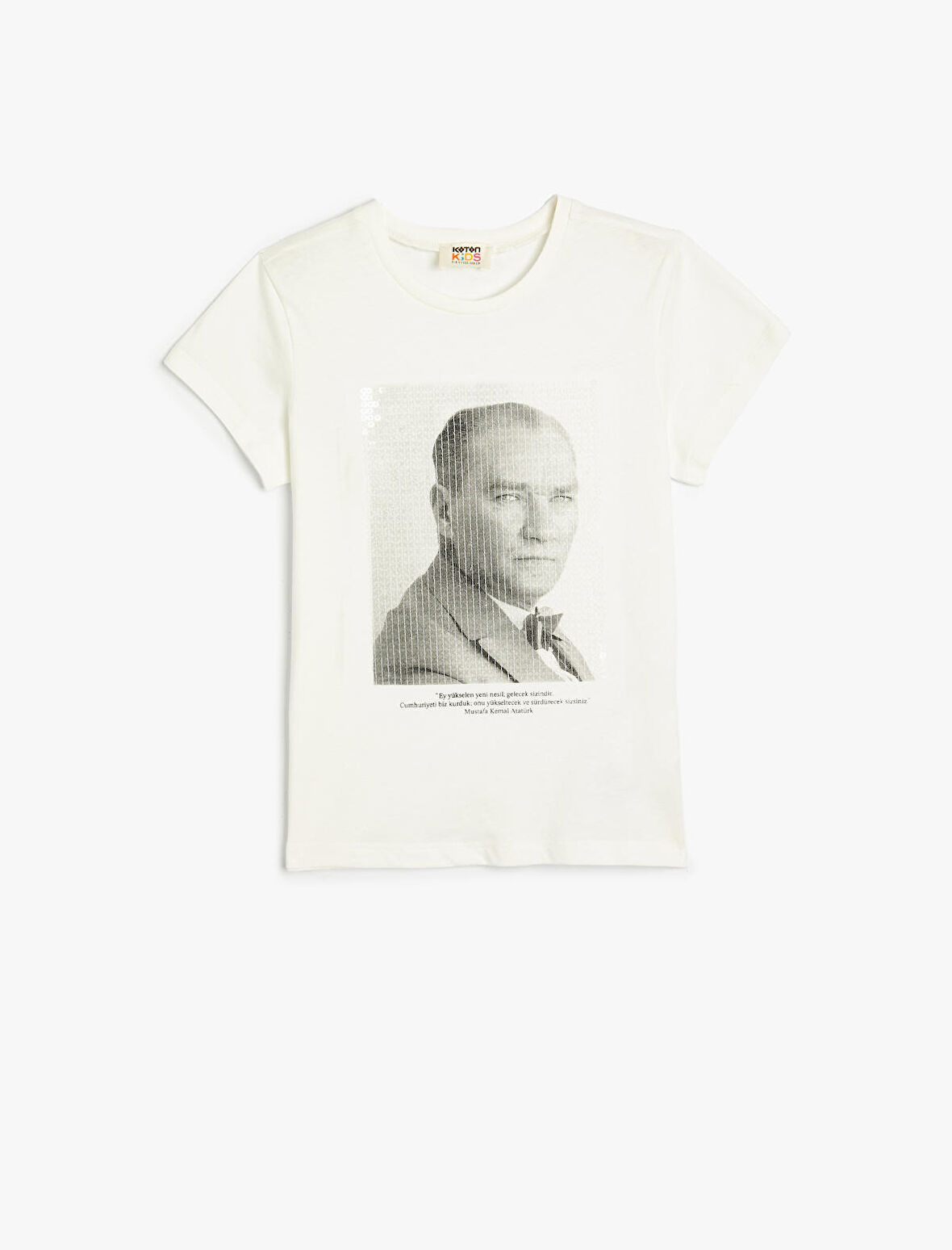 Atatürk Baskılı Tişört Kısa Kollu Bisiklet Yaka Pamuklu