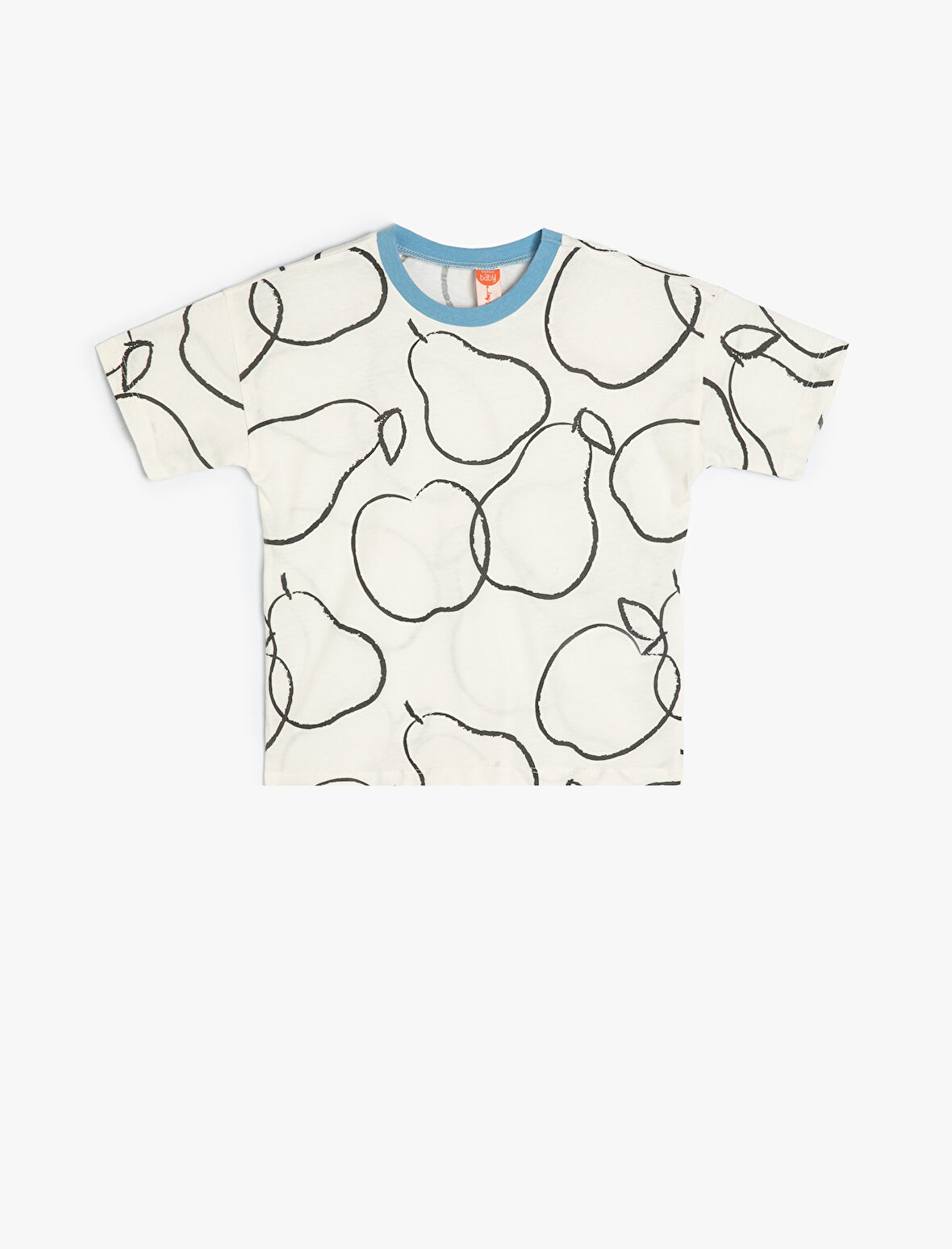 Tişört Kısa Kollu Bisiklet Yaka Meyve Baskılı Pamuklu