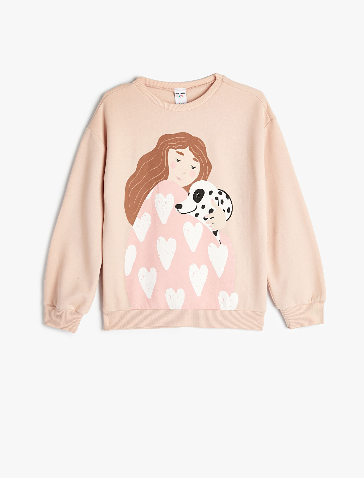 Sweatshirt Köpek Baskılı Bisiklet Yaka Uzun Kollu 