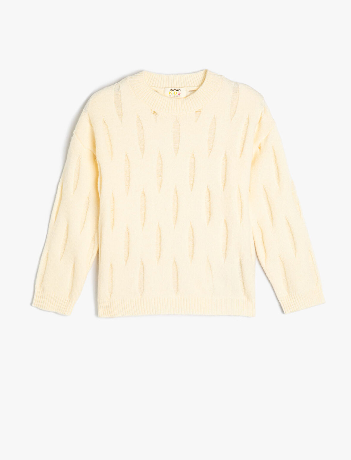 Kız Çocuk Sweatshirt Dokulu Bisiklet Yaka Uzun KolluV