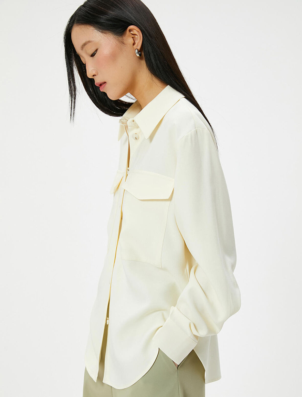 Gömlek Ceket Uzun Kollu Kapaklı Cepli Düğmeli