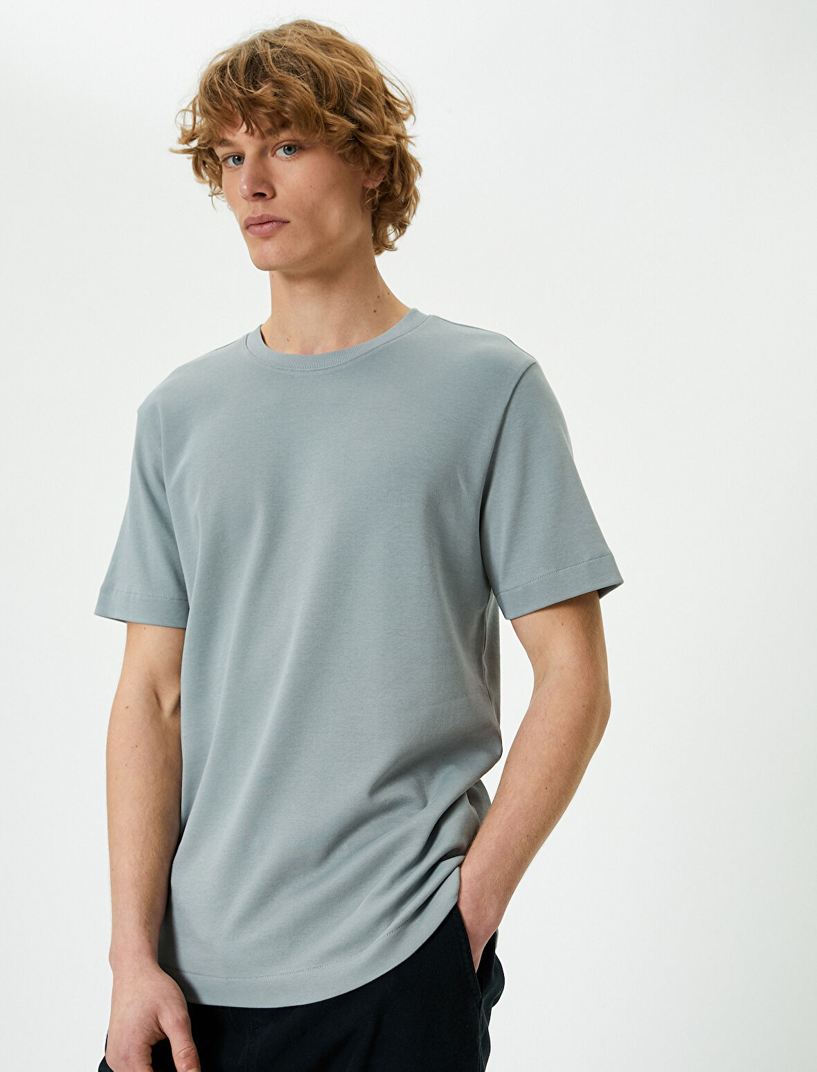 Basic Tişört Bisiklet Yaka Kısa Kollu Pamuklu