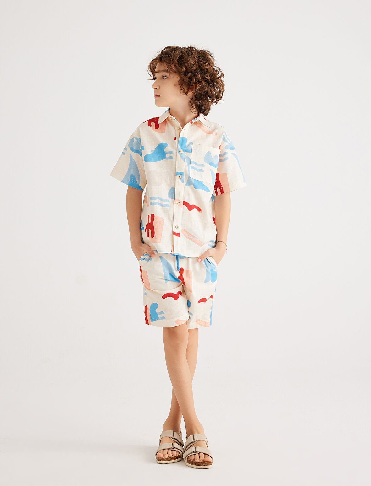 Şort Baskı Detaylı Cepli Pamuklu