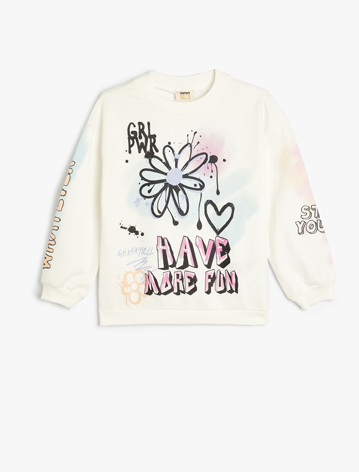 Sweatshirt Grafiti Temalı Bisiklet Yaka Uzun Kollu 