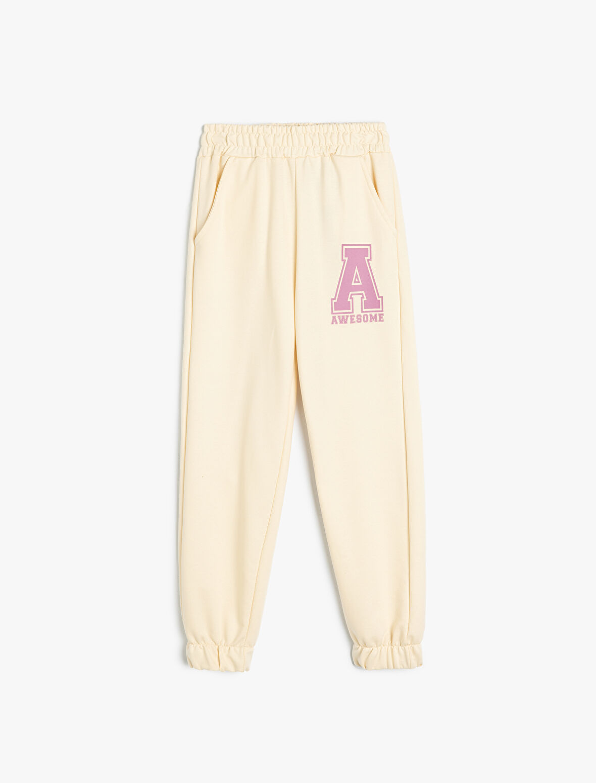 Jogger Eşofman Altı Beli Bağlamalı Baskı Detaylı Pamuklu