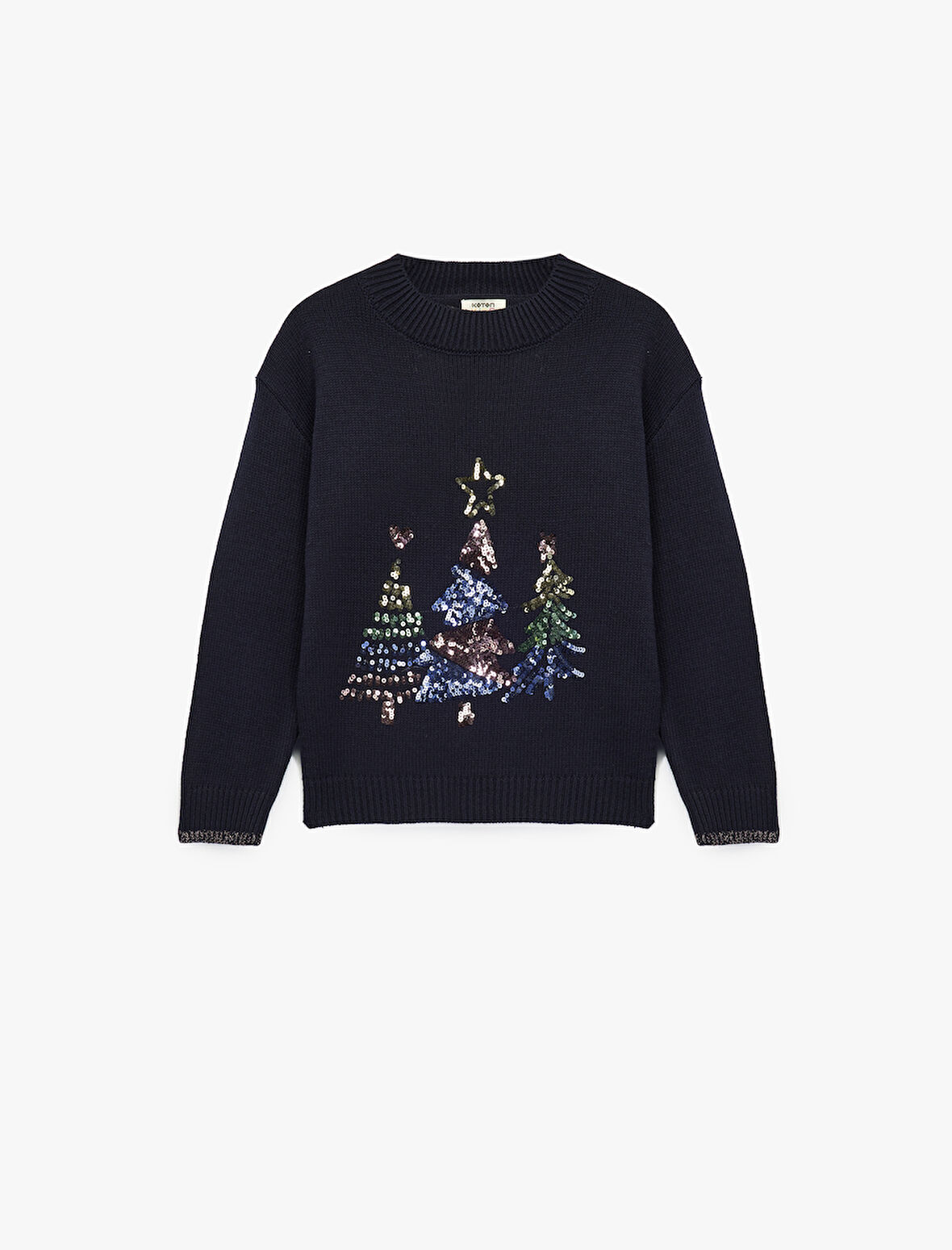 Pullu Payetli Bisiklet Yaka Uzun Kollu Triko Kazak