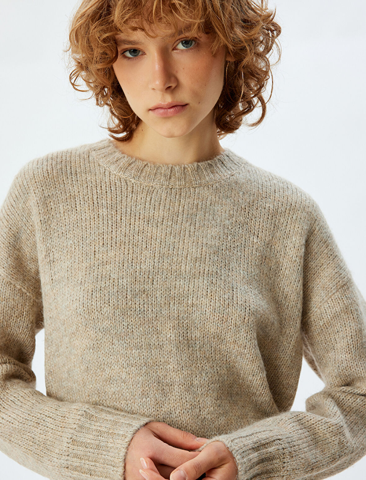 Basic Triko Tunik Bisiklet Yaka Uzun Kollu