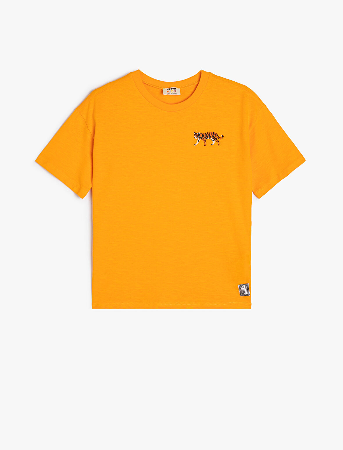 Tişört Kaplan Baskılı Kısa Kollu Bisiklet Yaka Pamuklu