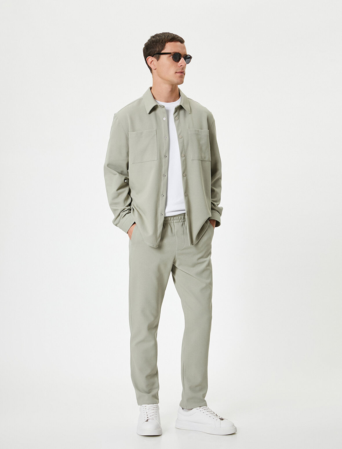 Slim Fit Pantolon Bel Detaylı Cepli Pamuk Karışımlı