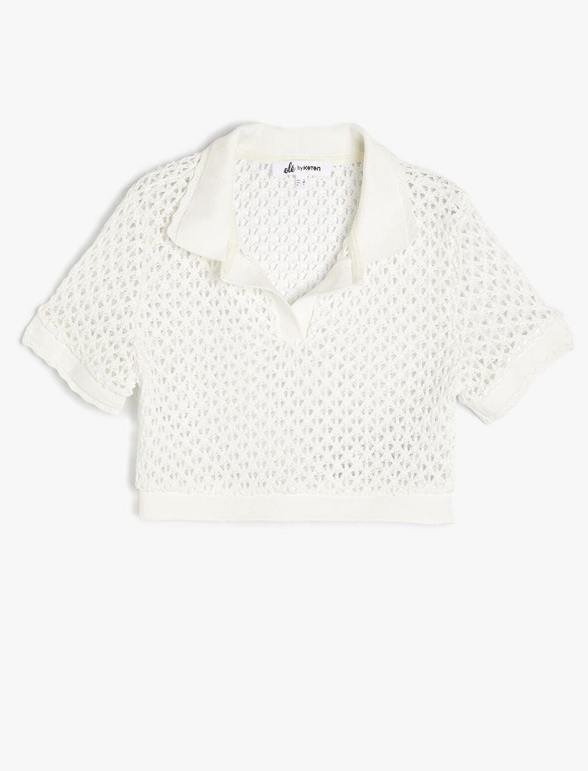 Polo Yaka Kroşe Tişört Crop Kısa Kollu Slim Fit