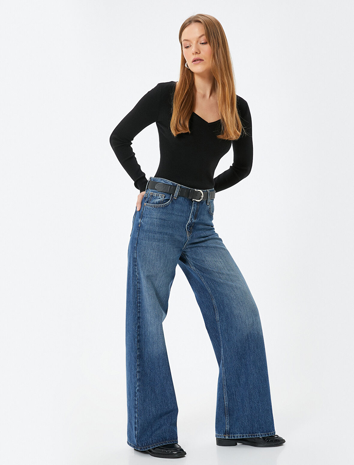 Kare Yaka Triko Kazak Uzun Kollu 