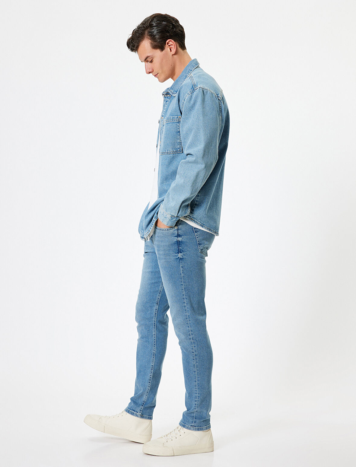 Slim Fit Standart Bel Düğmeli Kot Pantolon - Brad Jean