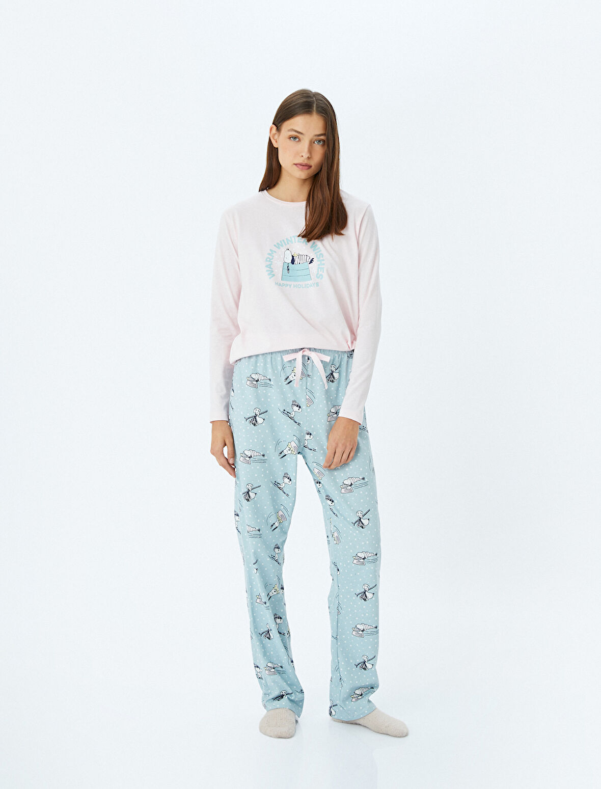 Lisanslı Pamuklu Snoopy Pijama Takımı