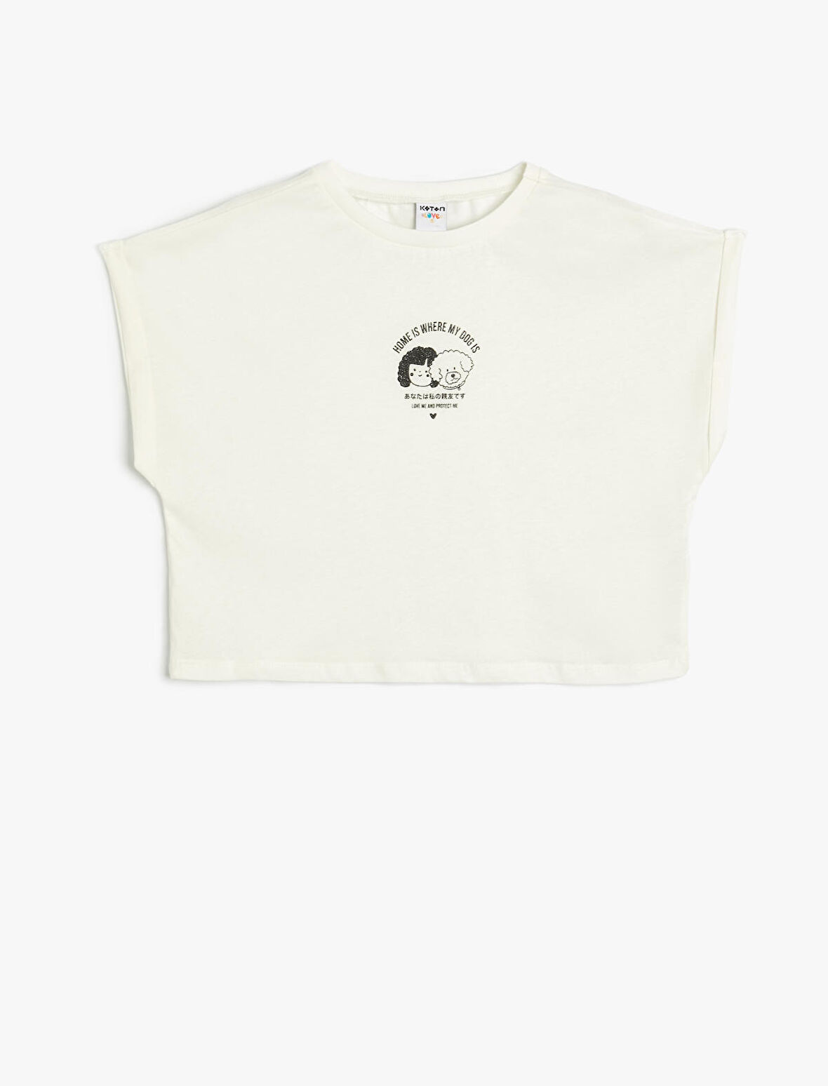 Tişört Kısa Kollu Bisiklet Yaka Köpek Baskılı Pamuklu